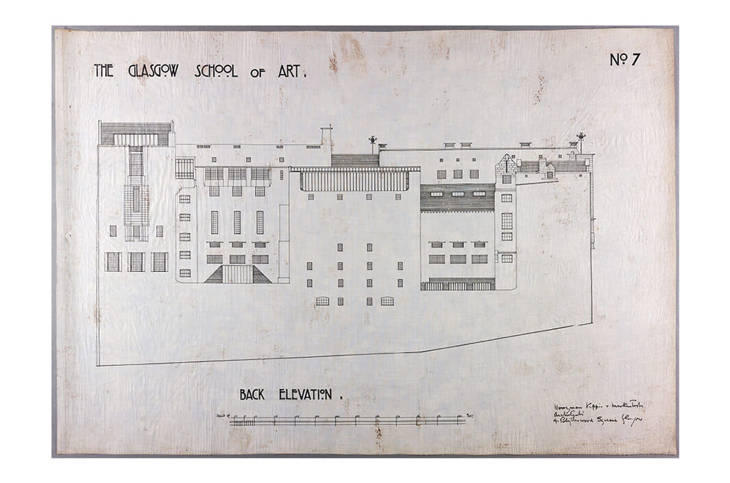 "Design for Glasgow School of Art: elevation of Scott Street and Dalhousie Street", 1910