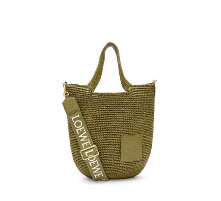 Mini Slit bag in raffia and calfskin