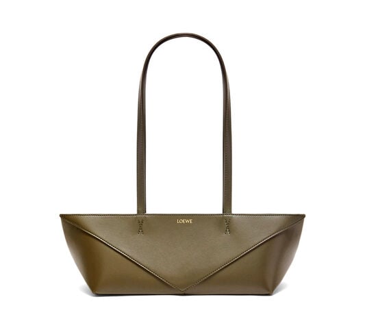 Cropped Puzzle Fold bag in shiny calfskin