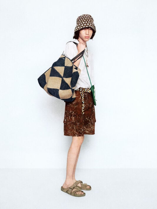 LOEWE Cargo shorts in denim Dark Brown/White