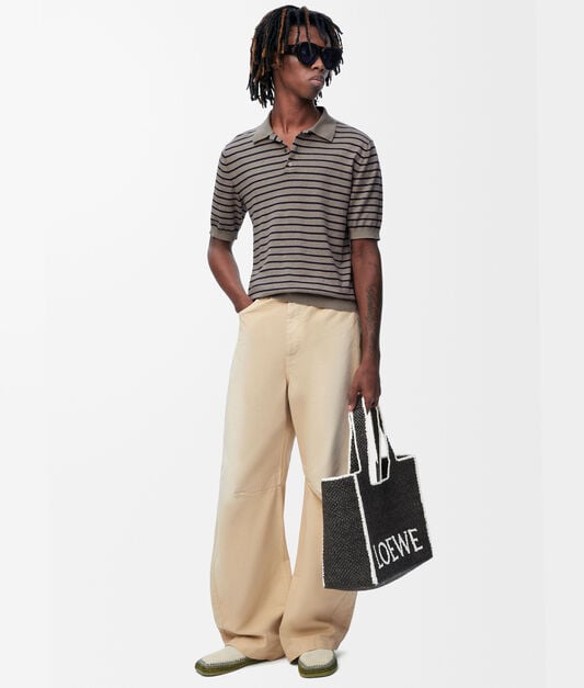 LOEWE Polo sweater in cotton Grey/Navy Blue