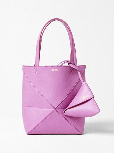 Mini Puzzle Fold Tote in shiny calfskin