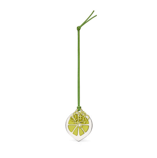 Lime charm in classic calfskin