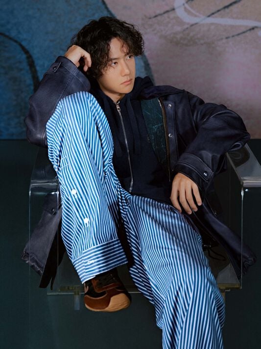 LOEWE 棉質長褲 海軍藍/白色