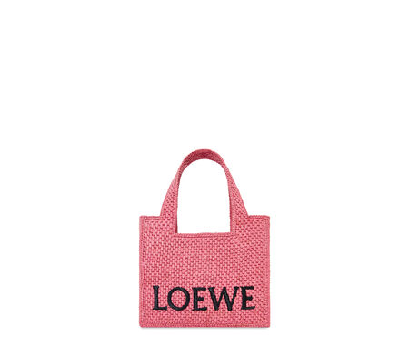 Mini LOEWE Font Tote in raffia