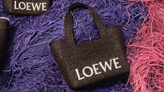 Small LOEWE Font Tote in raffia