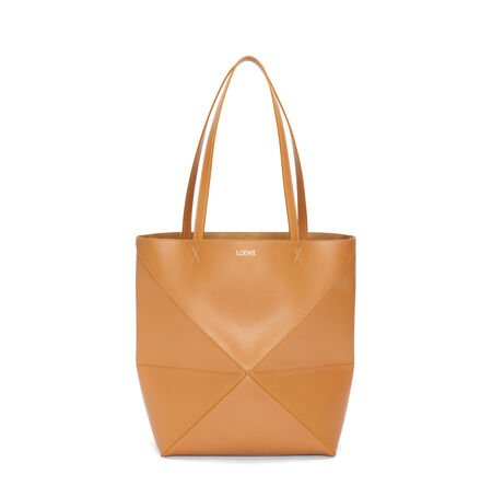 Puzzle Fold Tote in shiny calfskin