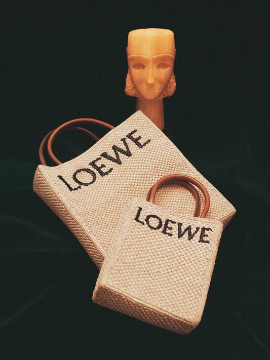 Shop LOEWE 2023 SS Unisex Street Style Logo Straw Bags by