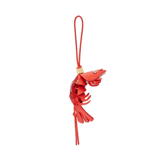 Shrimp charm in classic calfskin