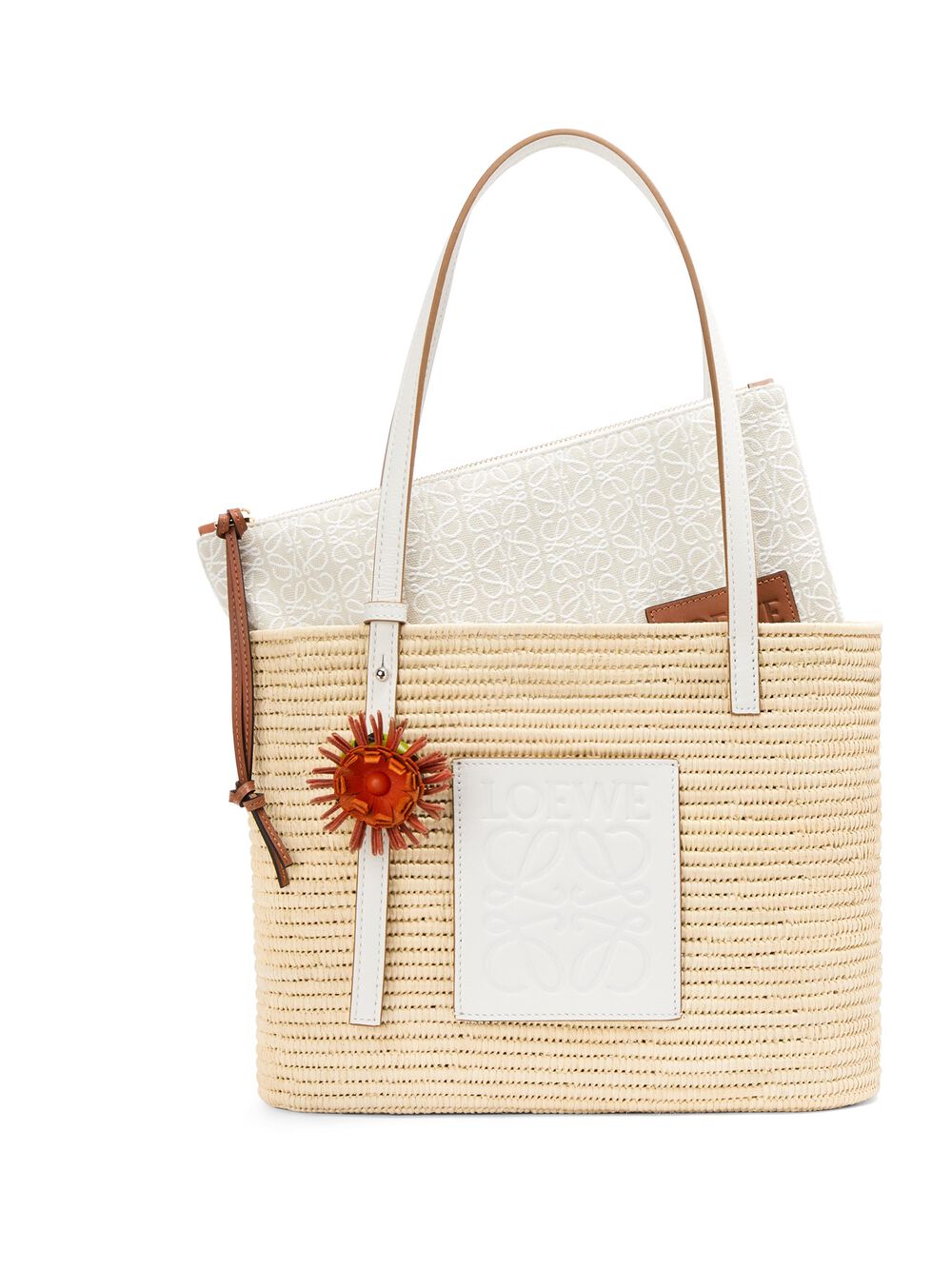 Shop LOEWE 2020 SS Small Square Basket Bag In Raffia And Calfskin  (0010562270, 0010444685) by Rubanmiraculeux