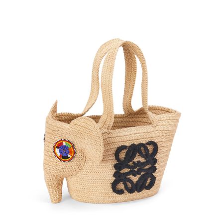 Kleine Elephant Basket Tasche aus Raffiabast