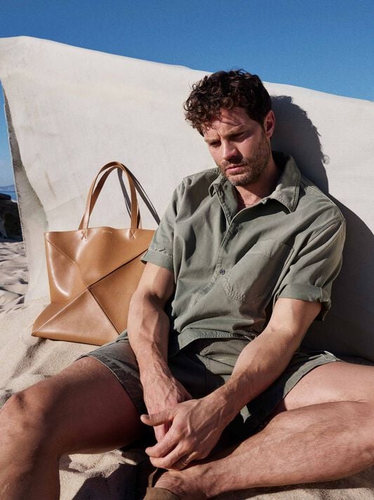 LOEWE XL Puzzle Fold tote in shiny calfskin Warm Desert