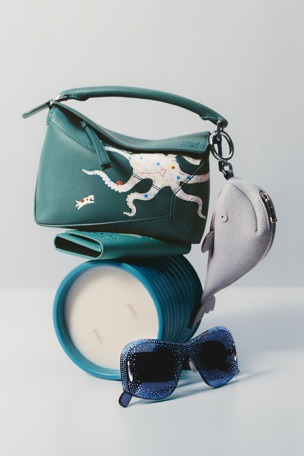 Medium Puzzle Fold tote in shiny calfskin Sand LOEWE