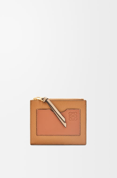 LOEWE Large square coin cardholder in soft grained calfskin Toffee/Tan
