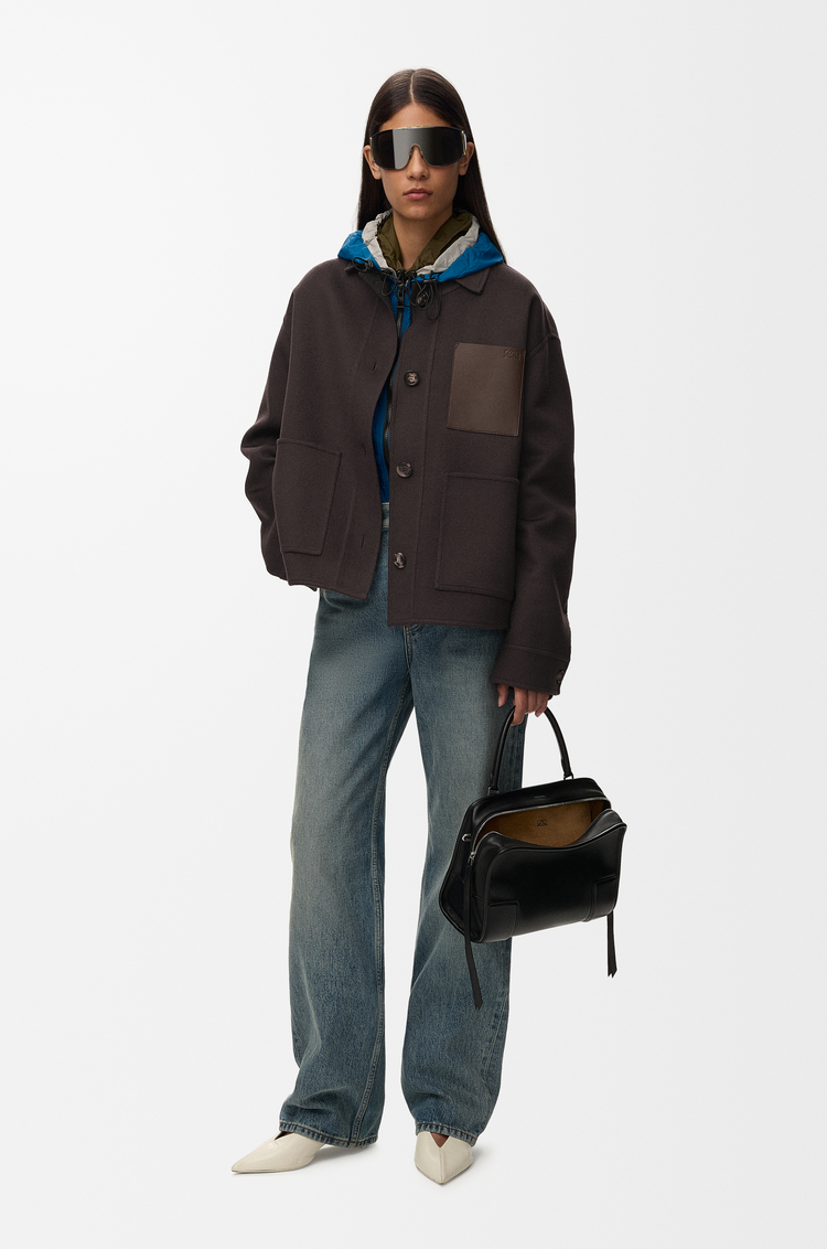 LOEWE Chaqueta Workwear en lana y cashmere Marrón/Gris