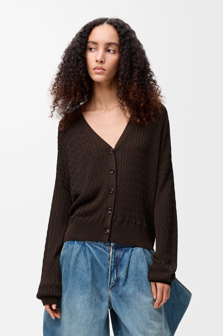 LOEWE Cardigan in viscose Dark Brown