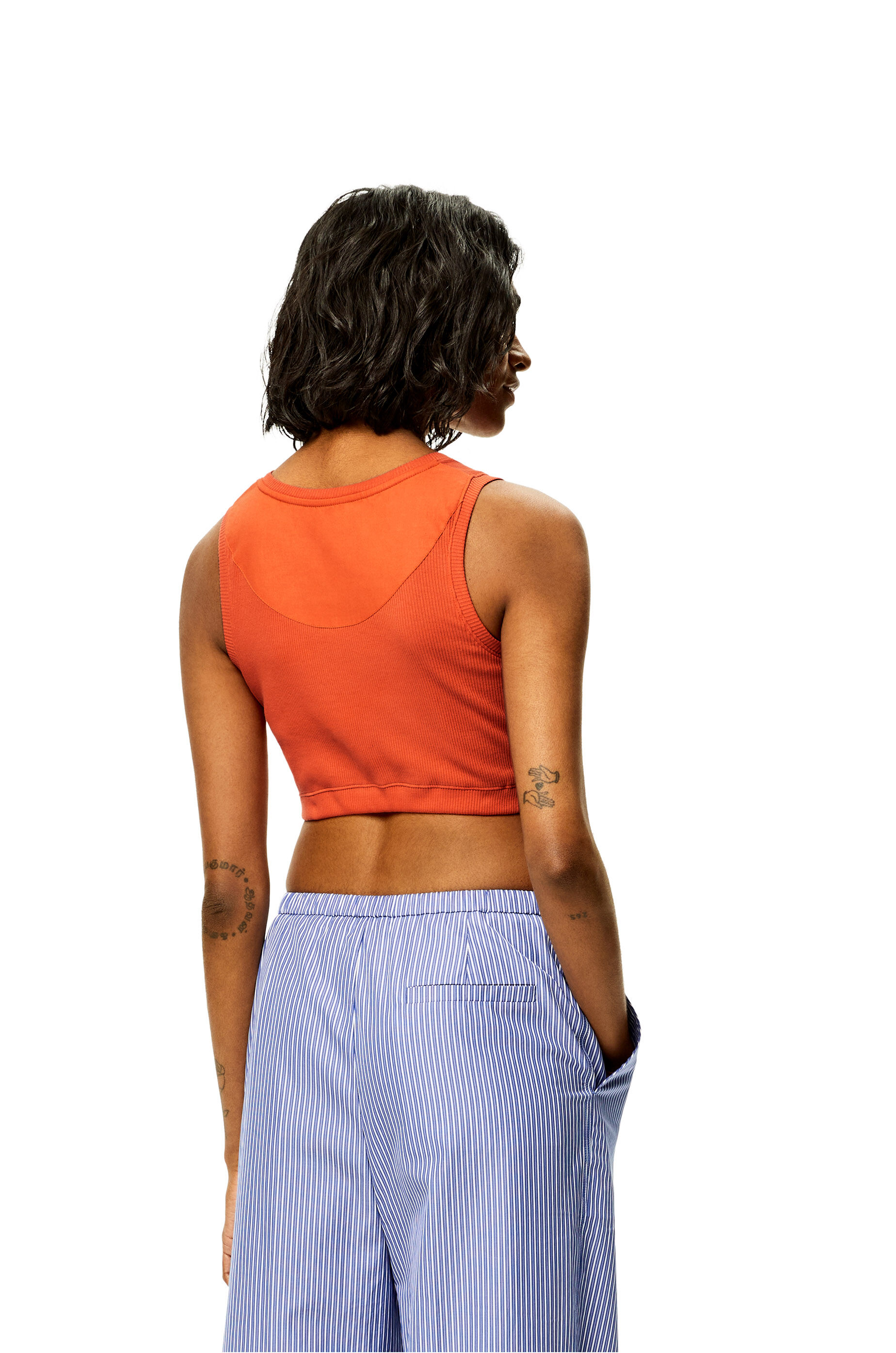Anagram cropped tank top in cotton Bright Orange LOEWE