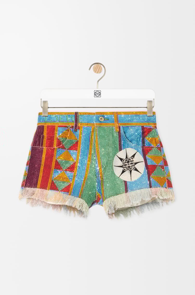 LOEWE Embellished shorts in denim Multicolor