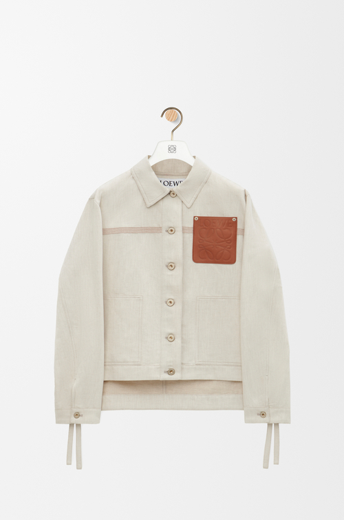 LOEWE Workwear jacket in cotton and linen Ecru