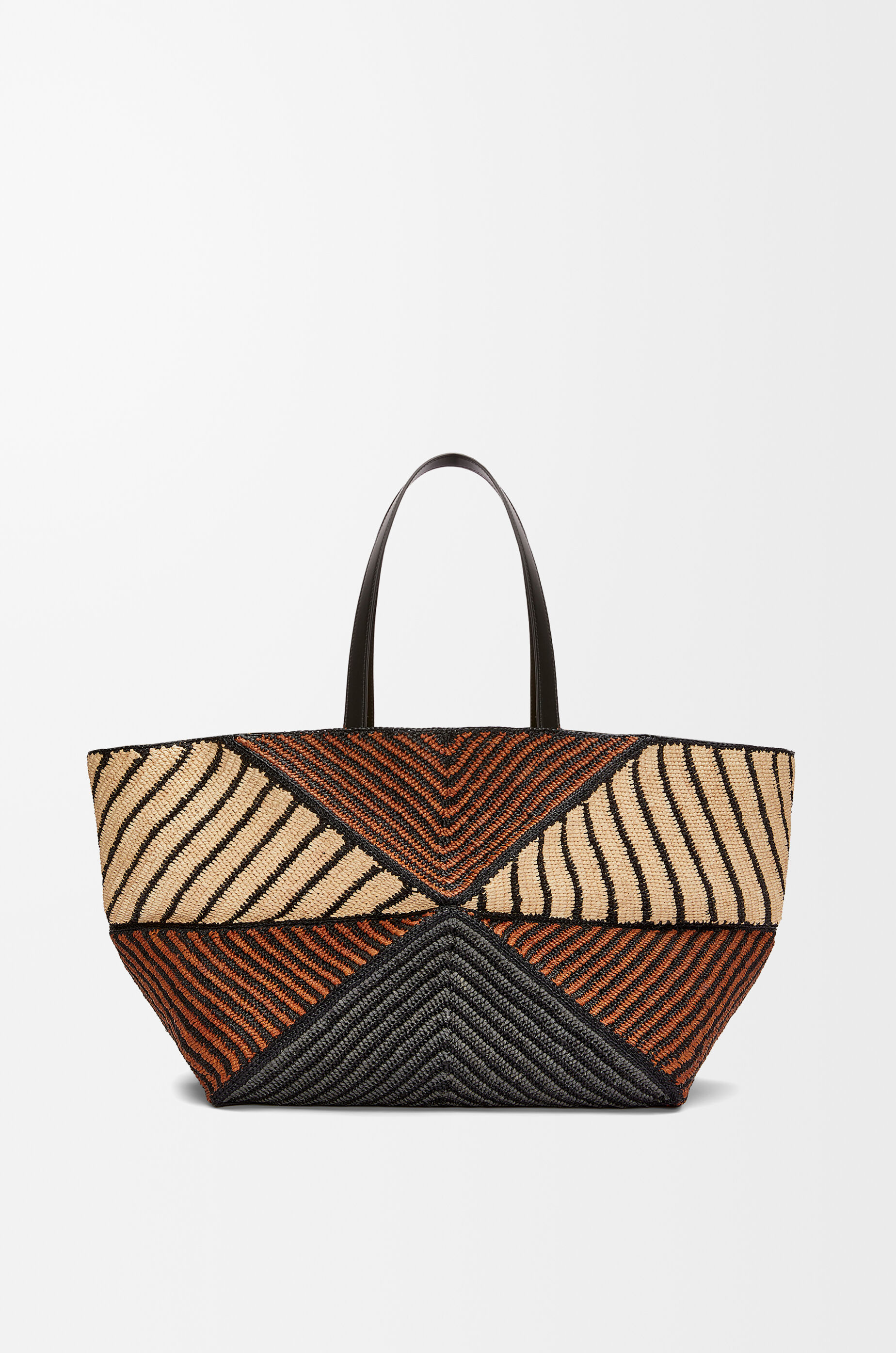 XXL Puzzle Fold Tote in raffia Brown - LOEWE