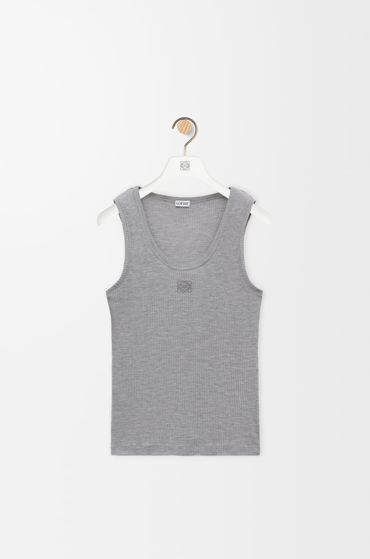 LOEWE Anagram tank top in silk Grey Melange