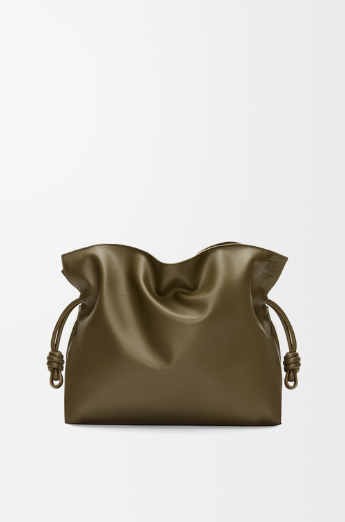 LOEWE Large Flamenco clutch in nappa calfskin Dark Khaki