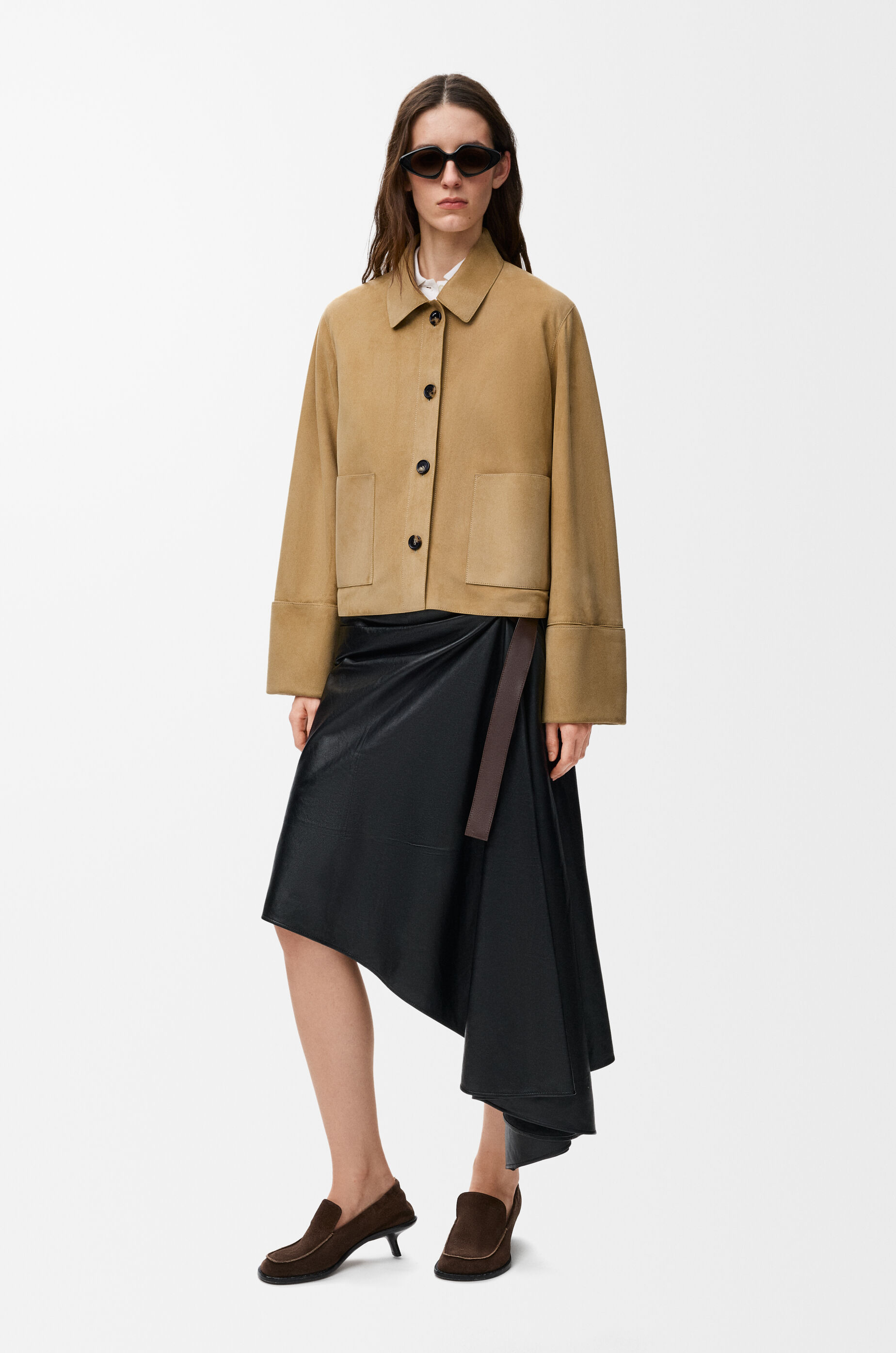 Turn-up jacket in suede lambskin Gold - LOEWE Europe official website