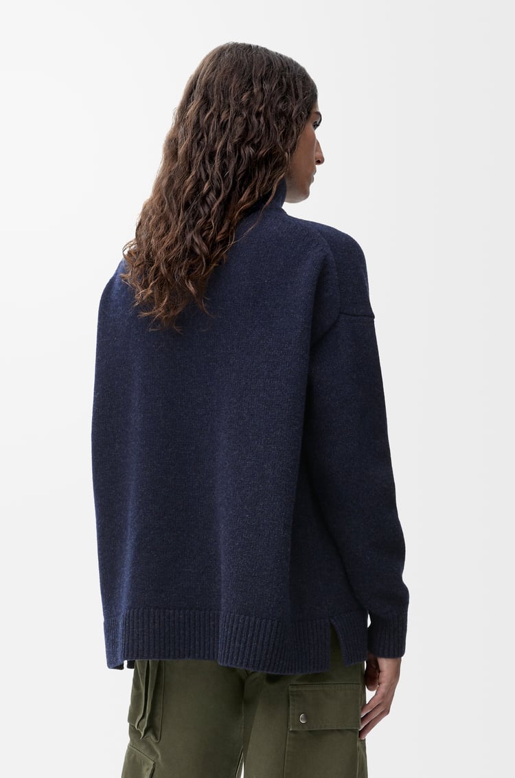 LOEWE Jersey con cremallera en lana Azul Oscuro