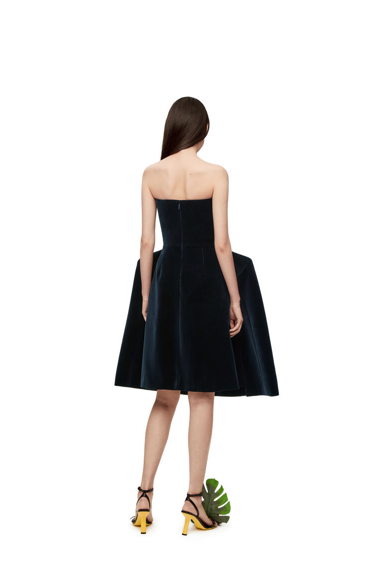 LOEWE Peplum bustier dress in cotton velvet Dark Blue