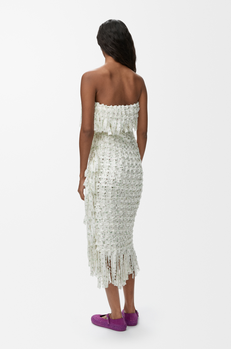 LOEWE 丝绸连衣裙 白色/粉红色