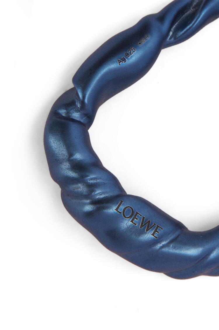 LOEWE 紋銀納帕皮革扭曲環形耳環 天藍