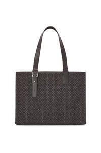 LOEWE Buckle Horizontal tote in Anagram jacquard and calfskin Anthracite/Black pdp_rd