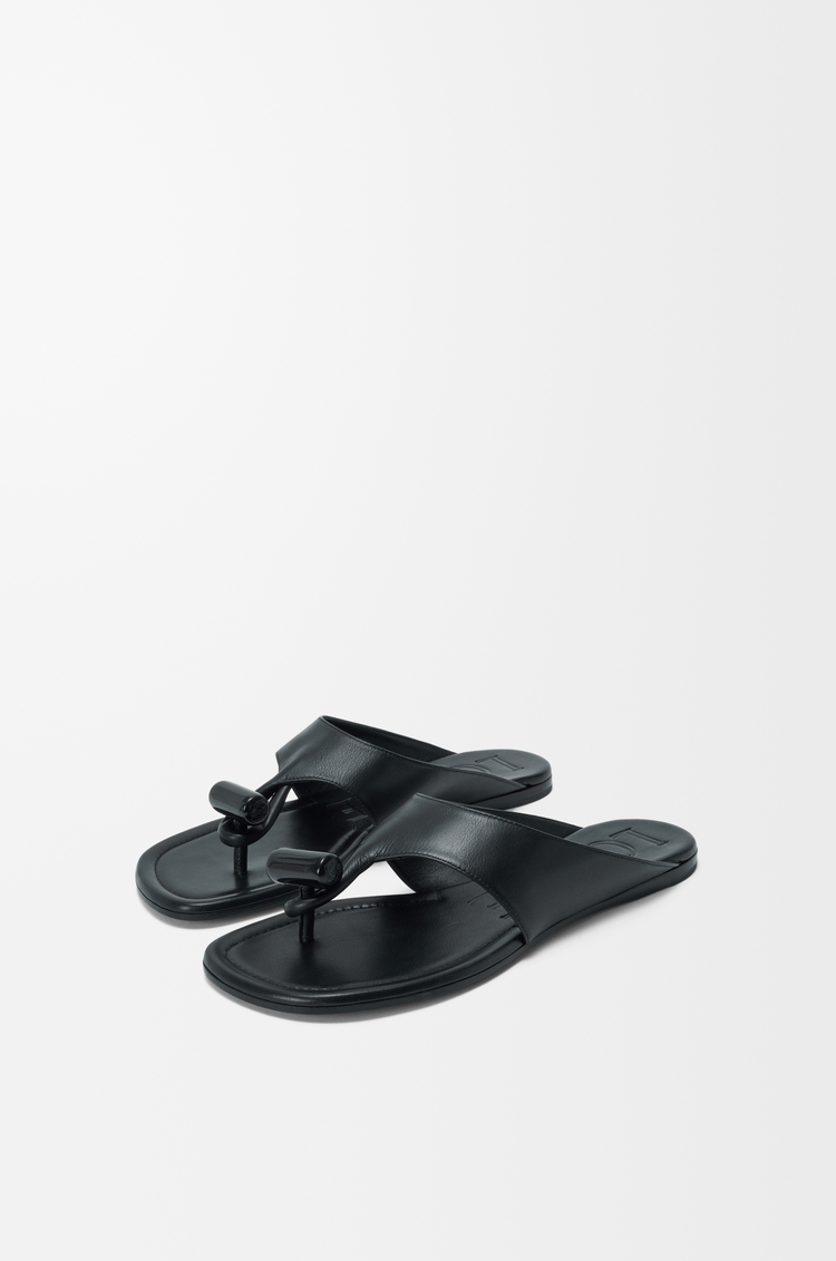 LOEWE Toggle flat sandal in shiny smoot calfskin Black
