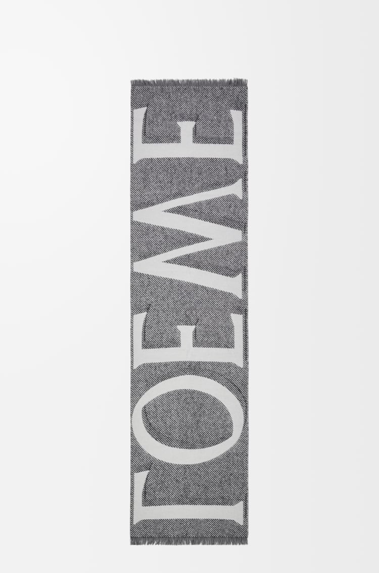 LOEWE Scarf in wool and cashmere Light Grey/Grey