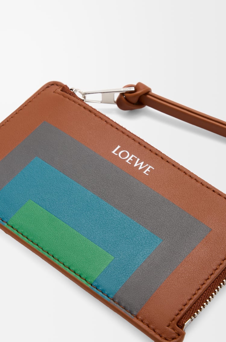 LOEWE 코인 카드홀더 - 나파 카프스킨 캐러멜/브라이트 그린
