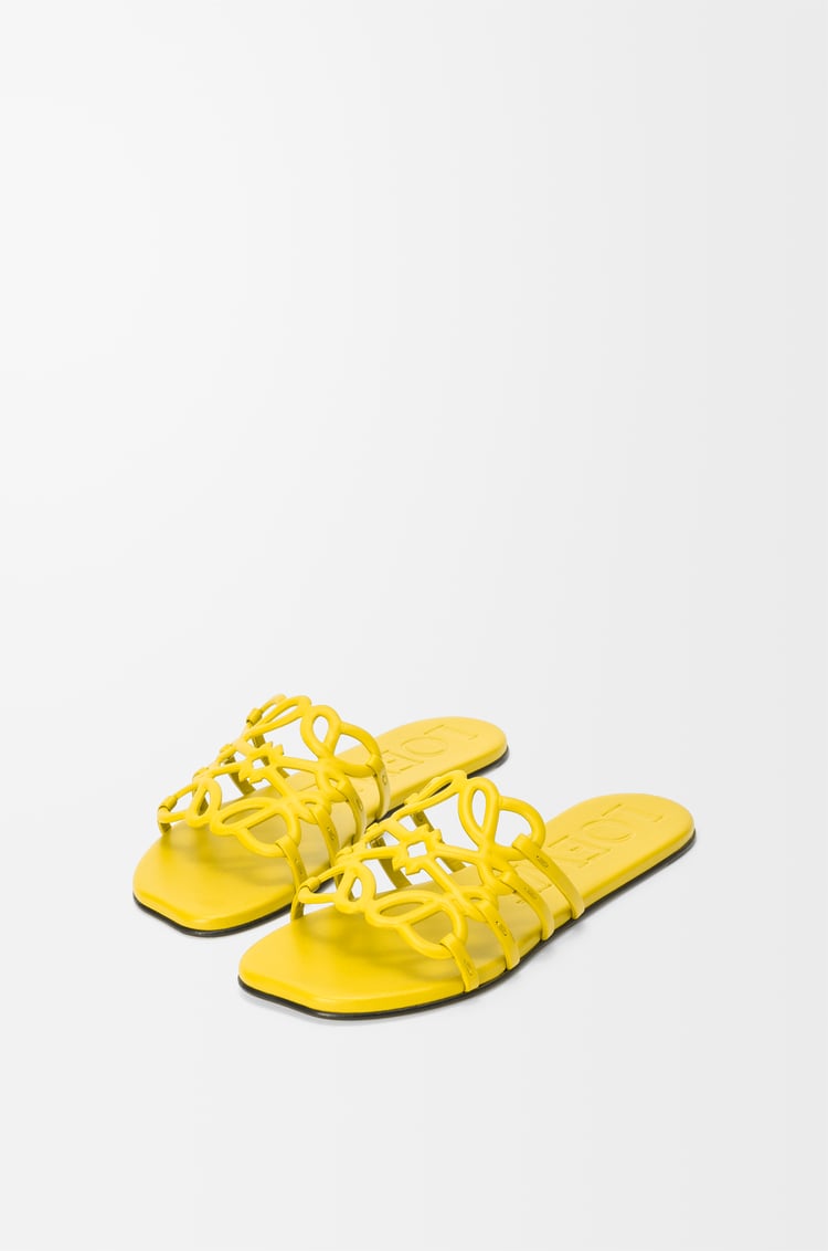 LOEWE Petal Anagram slide in soft calfskin Yellow