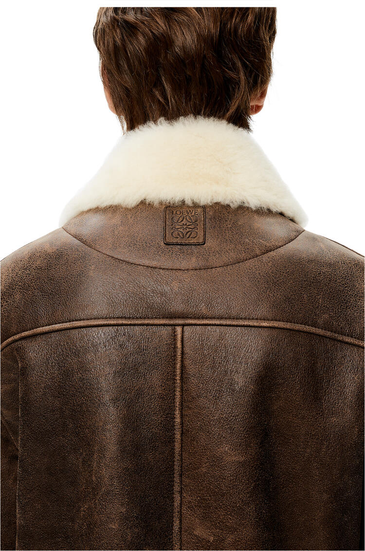 LOEWE Buttoned jacket in shearling White/Dark Brown pdp_rd