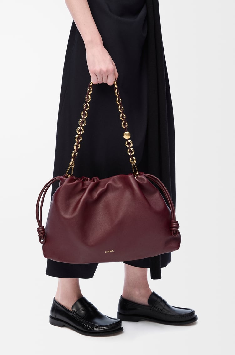 LOEWE Large Flamenco purse in mellow nappa lambskin Dark Burgundy