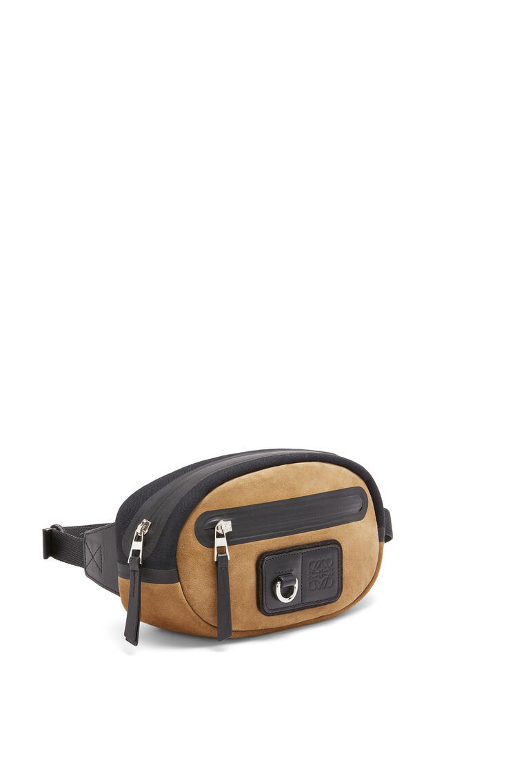 LOEWE Round bumbag in recycled canvas and suede Black/Dark Gold pdp_rd