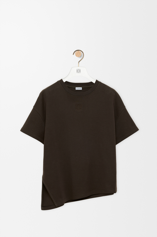 LOEWE Camiseta asimétrica en mezcla de algodón Marrón