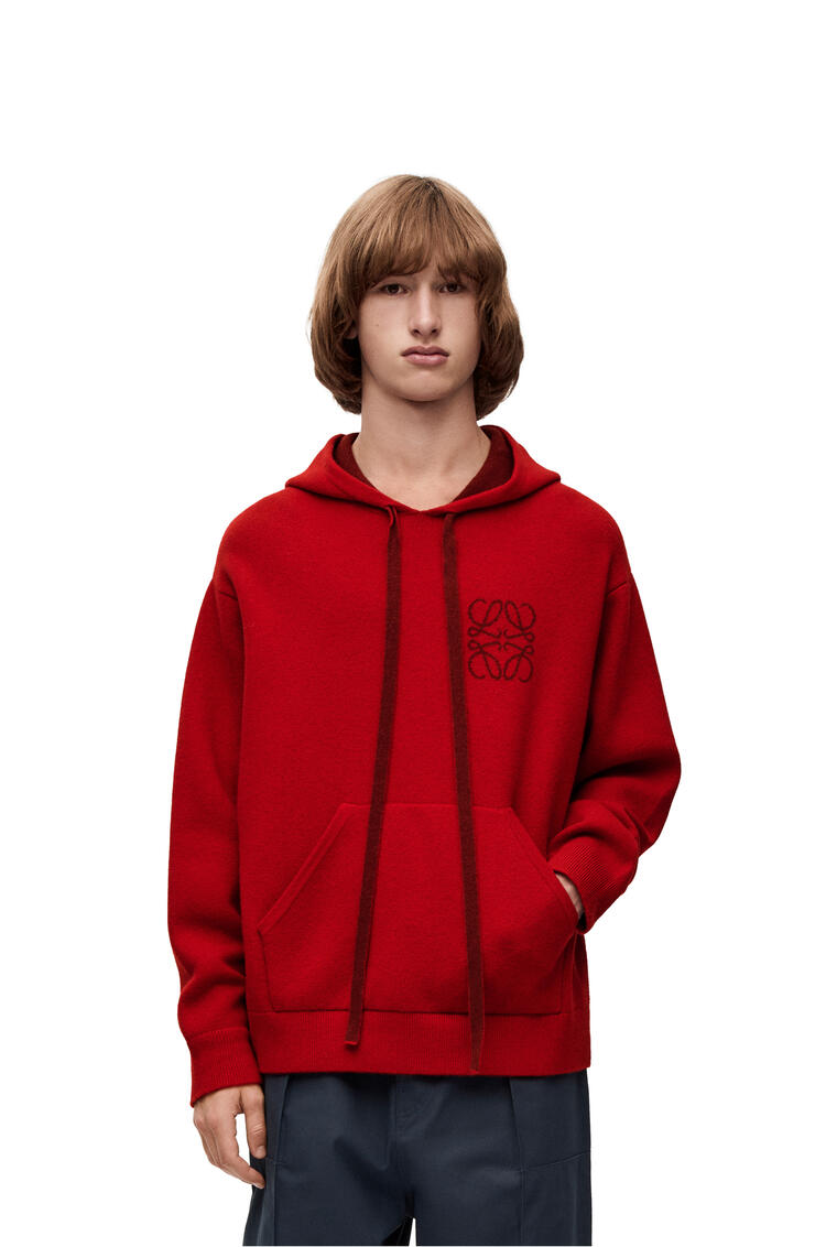LOEWE Anagram knit hoodie in wool Red