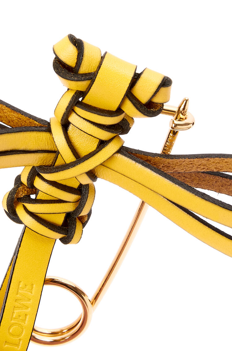 LOEWE Dragonfly pin charm in calfskin and metal Yellow