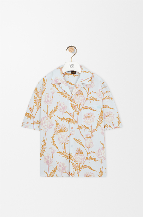 LOEWE Camisa de manga corta en algodón Azul Claro/Multicolor