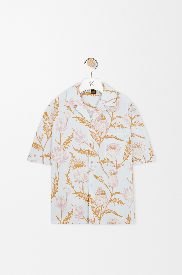 LOEWE Camisa de manga corta en algodón Azul Claro/Multicolor