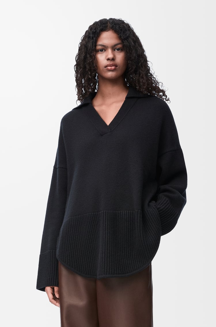 LOEWE Jersey polo en lana Negro
