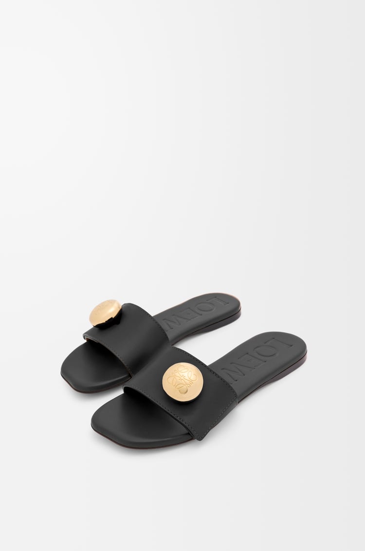 LOEWE Pebble 柔軟小牛皮涼鞋 黑色