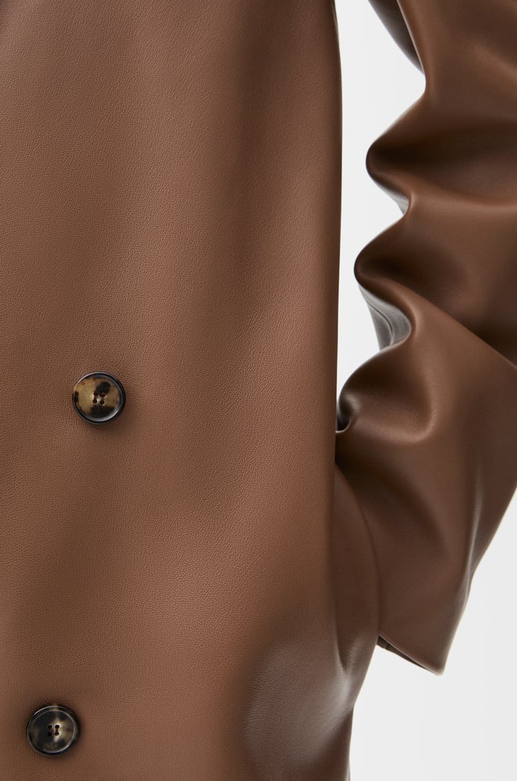 LOEWE Manteau croisé en cuir d'agneau nappa Winter Brown