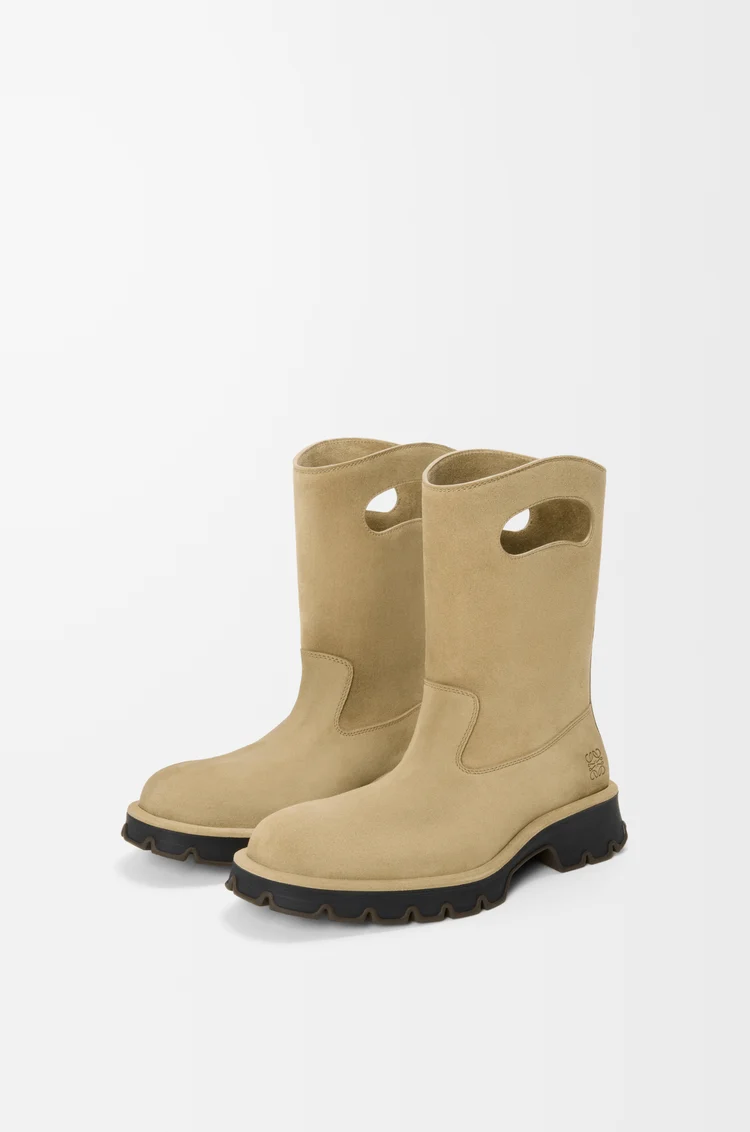 LOEWE Bobby boot in waxed split calfskin Sahara