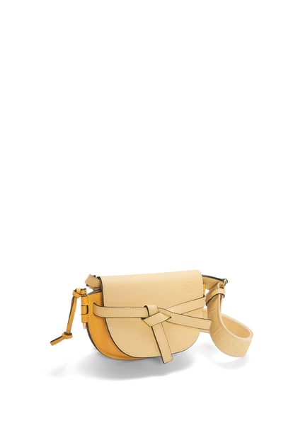 LOEWE Mini Gate Dual bag in soft calfskin and jacquard Dark Butter/Sunflower plp_rd