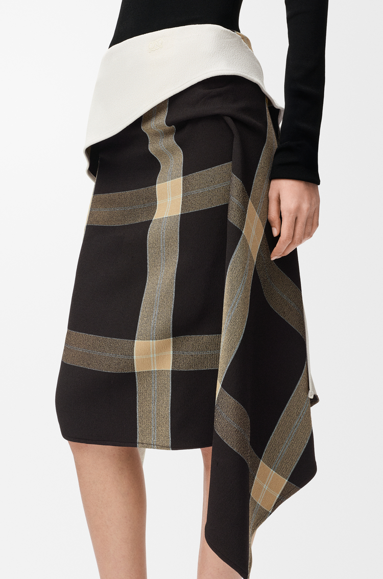 LOEWE Falda drapeada en viscosa elástica Negro/Beige